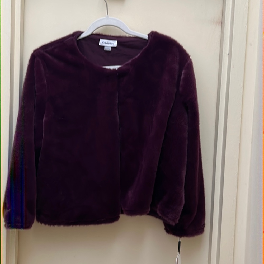 NWT Calvin Klein faux fur jacket In purple